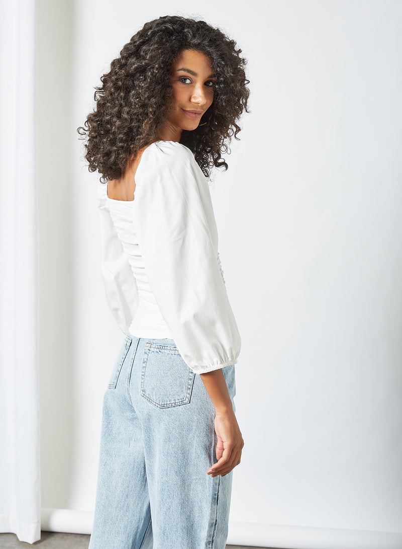 PIECES - Puff Sleeve Blouse White - Image 1