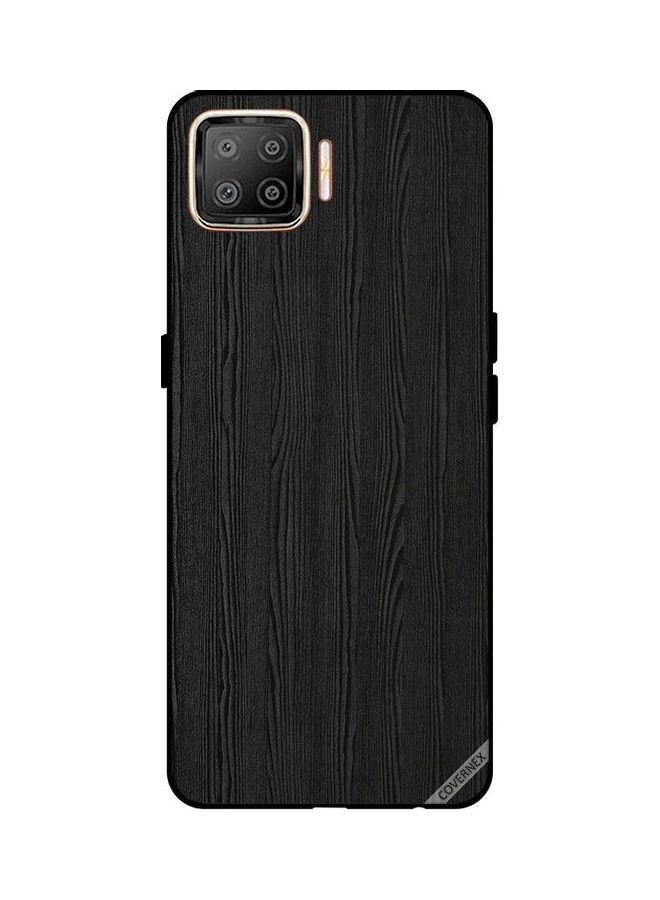 Covernex Oppo F17 Protective Case Cover Printed Featuring Black Wooden Pattern DESIGN_0042 - Image 1