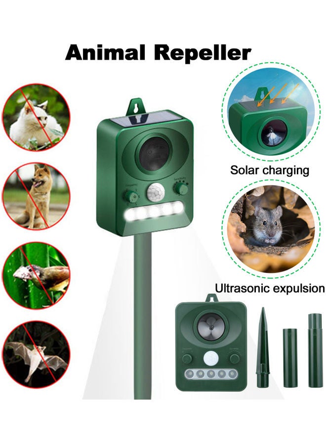 Ultrasonic Solar USB Charging Electronic Animal Repeller With Flashing LED Light Green 16.00x7.20x14.50cm - v1623564696/N48122906A_7