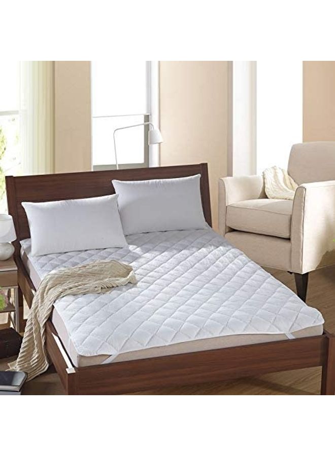 Hotel Linen Klub 100 GSM Polyester Sheet Quilted Mattress Protector Super King Cotton White 200x200cm  - Image 1