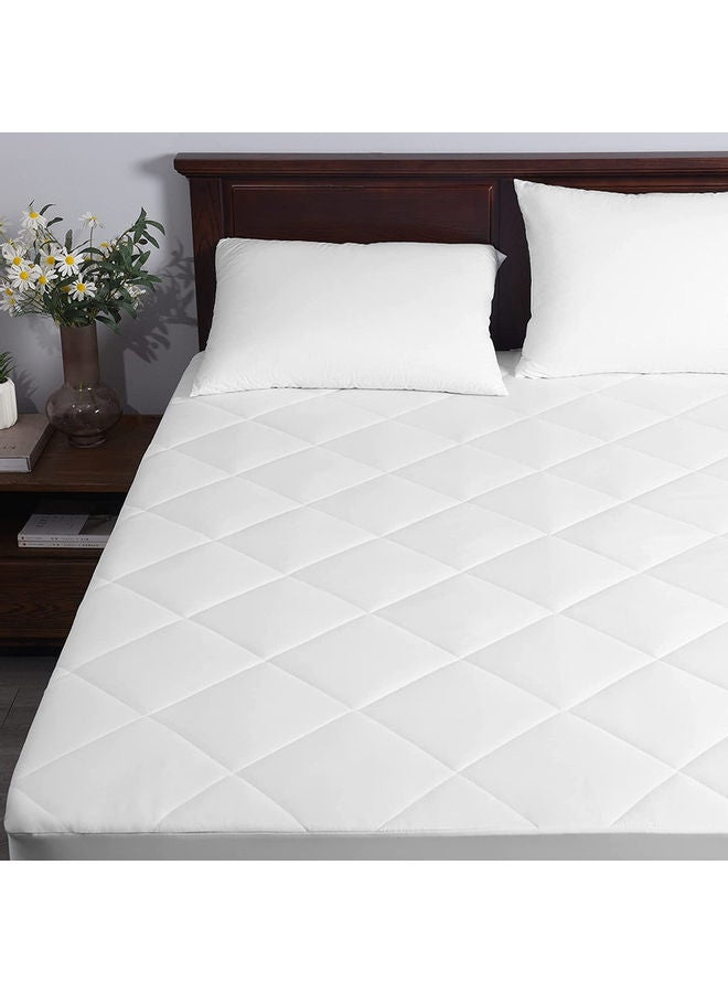 Hotel Linen Klub 100 GSM Polyester Sheet Quilted Mattress Protector Super King Cotton White 200x200cm  - Image 3