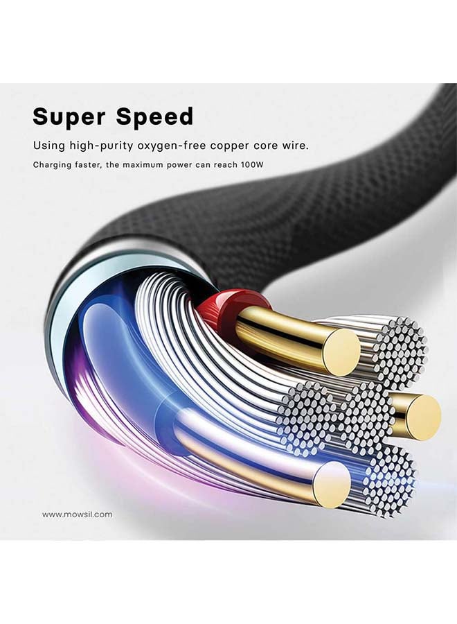 MOWSIL 100W Fast Charging Data Transferring USB C to USB C PD Cable Black - Image 4