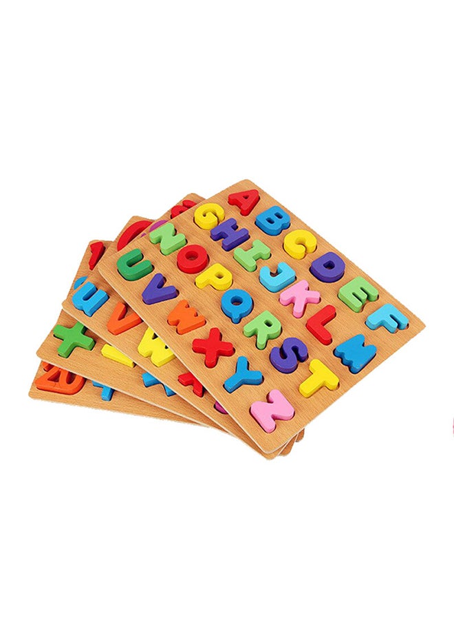 Set Of 4 Wooden Numbers And Letters Baby Jigsaw Puzzle 30x22.5cm Multicolour - Image 1