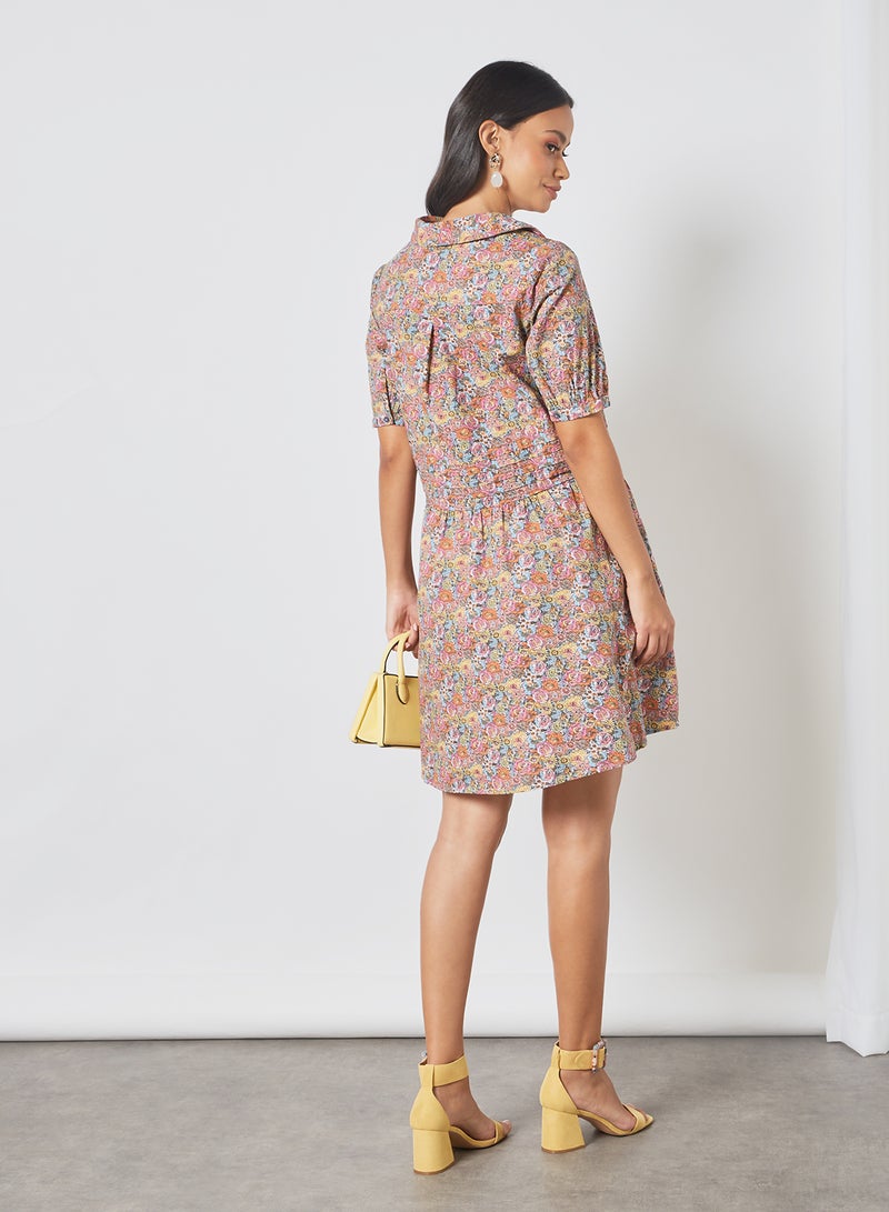 Floral Print Shirt Dress Multicolour - v1623566248/N43721586V_3