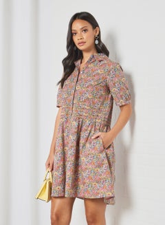 Floral Print Shirt Dress Multicolour