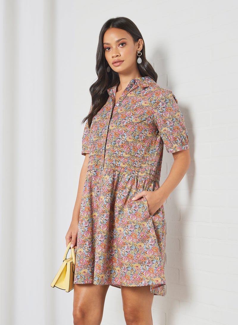 Y.A.S - Floral Print Shirt Dress Multicolour - Image 1