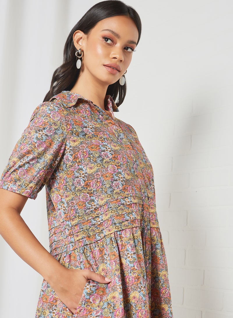 Y.A.S - Floral Print Shirt Dress Multicolour - Image 1