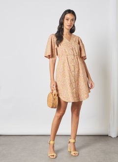 Floral Print Shirt Dress Tan - v1623566249/N43721646V_4