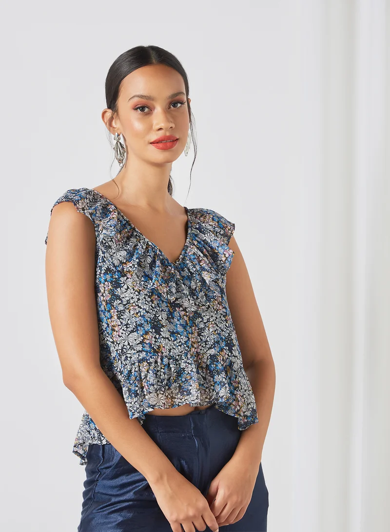 Jacqueline de Yong Ruffled Crop Top