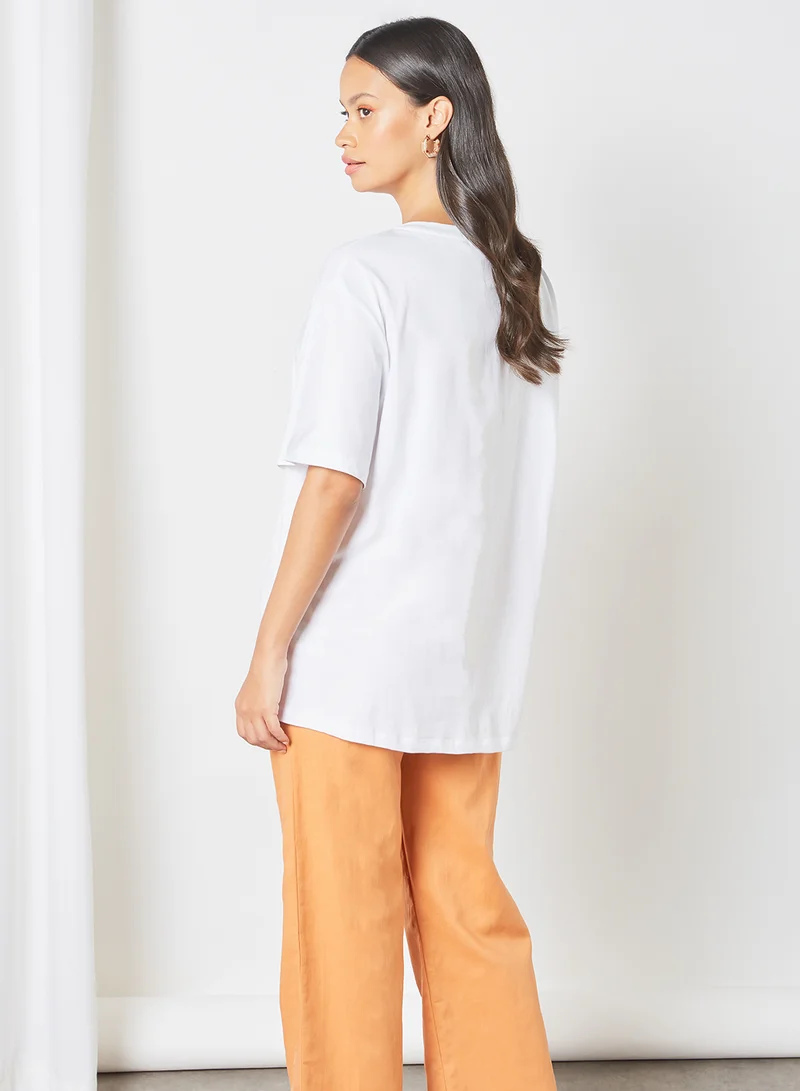 Charlie Holiday. Oversized Slogan Print T-Shirt White