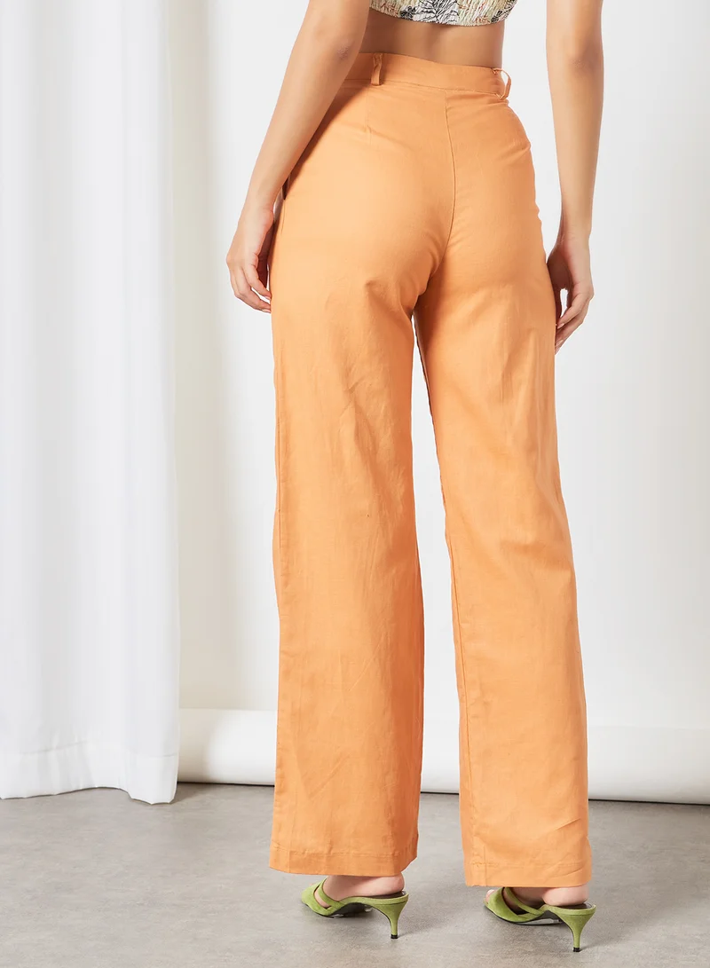 Charlie Holiday. High-Waist Pleated Pants Orange