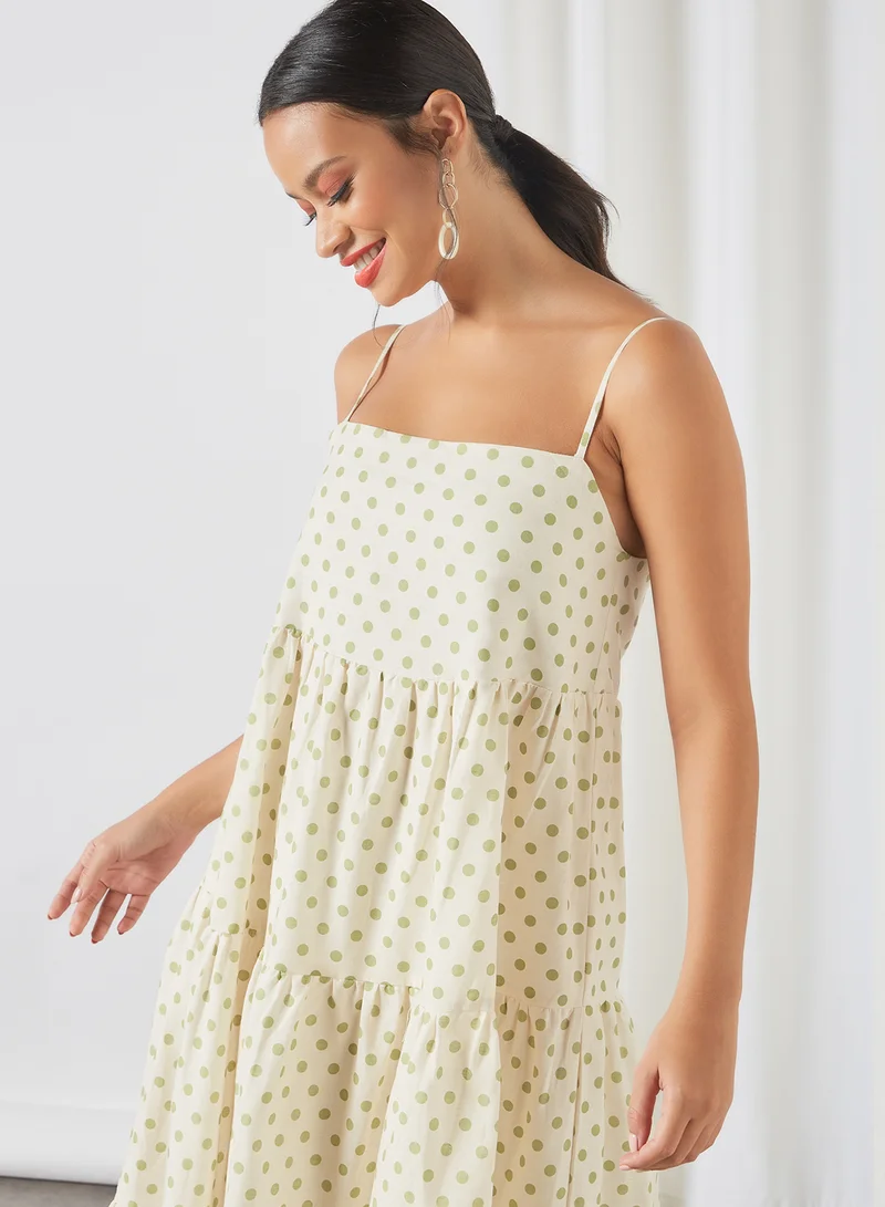 Charlie Holiday. Polka Dot Print Dress White