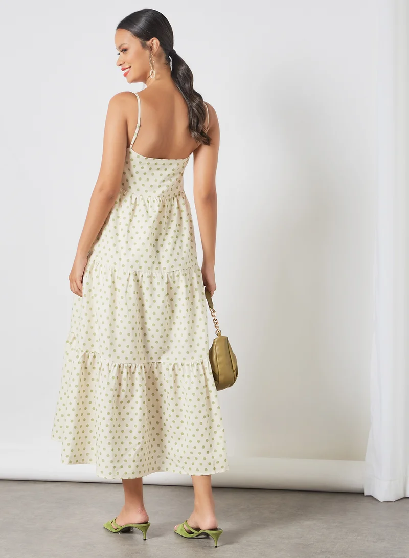 Charlie Holiday. Polka Dot Print Dress White