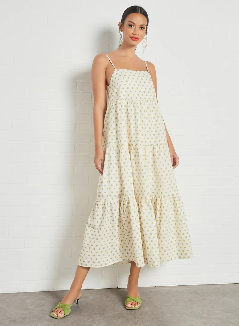 Charlie Holiday. Polka Dot Print Dress White