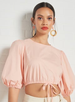 Charlie Holiday. Front Tie Crop Top Pink  - Image 3