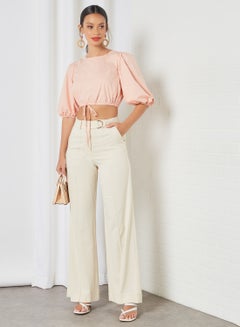 Charlie Holiday. Front Tie Crop Top Pink  - Image 4