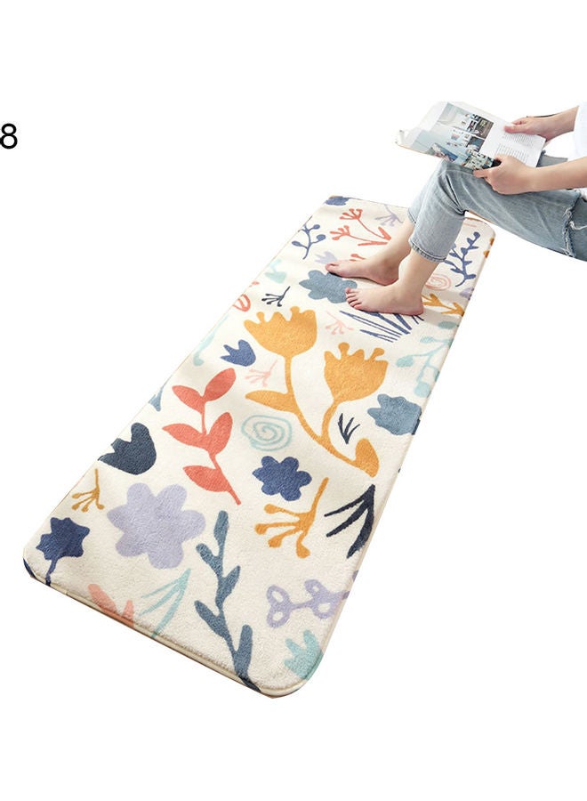 Leaf Letters Print Thick Soft Carpet Floor Mat Rug, Polyester, Rectangle Multicolour 40x20x3cm