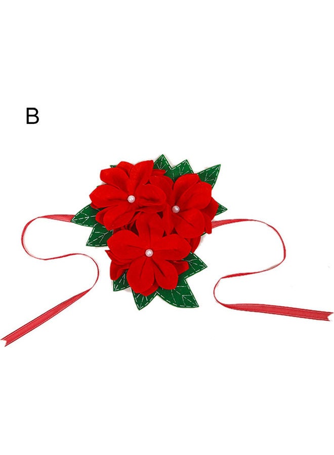 Fabric Flower Shape Curtain Buckle Tieback Red - Image 1