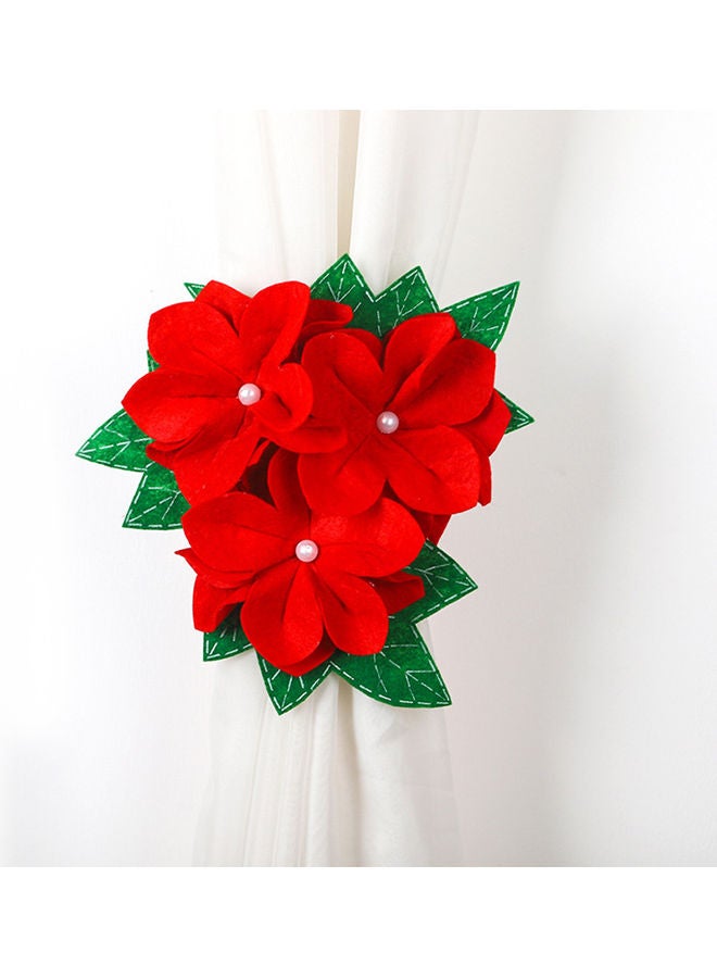 Fabric Flower Shape Curtain Buckle Tieback Red - Image 3