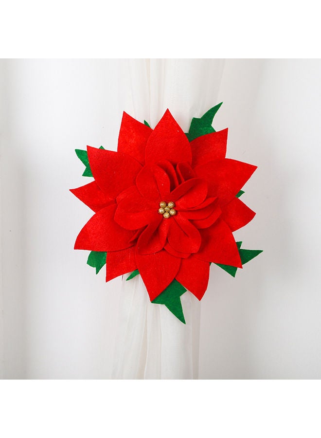 Fabric Flower Shape Curtain Buckle Tieback Red - Image 2