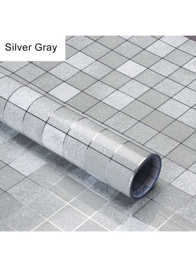 Anti-Oil Heat Resistant Thicken Mosaic Wall Tile Sticker Silver Grey - Image 1