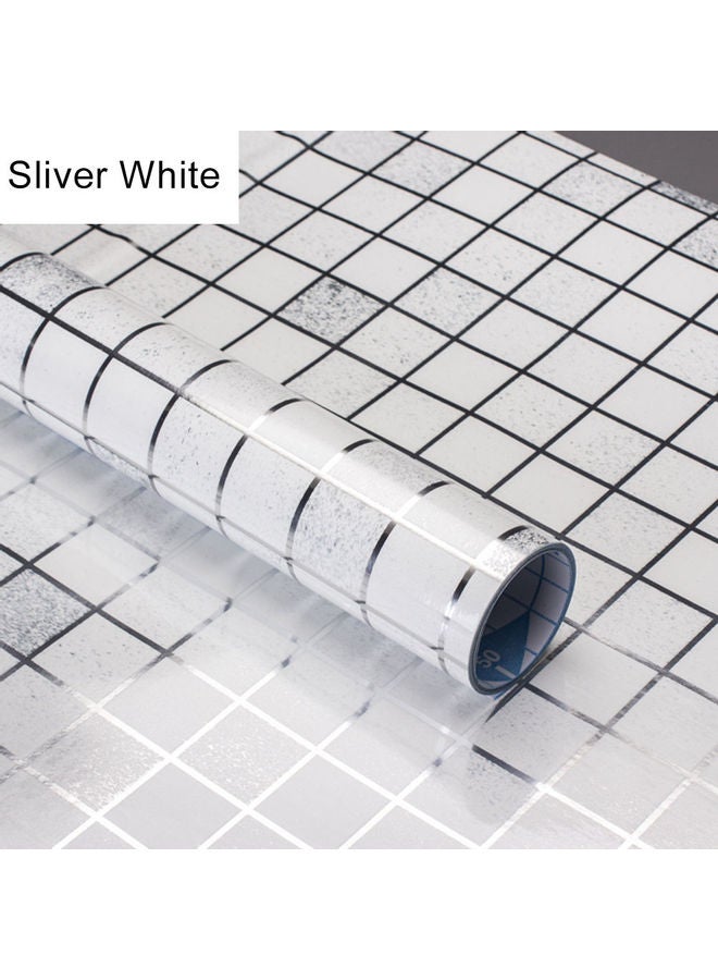 Anti-Oil Heat Resistant Thicken Mosaic Wall Tile Sticker Silver Grey - Image 2