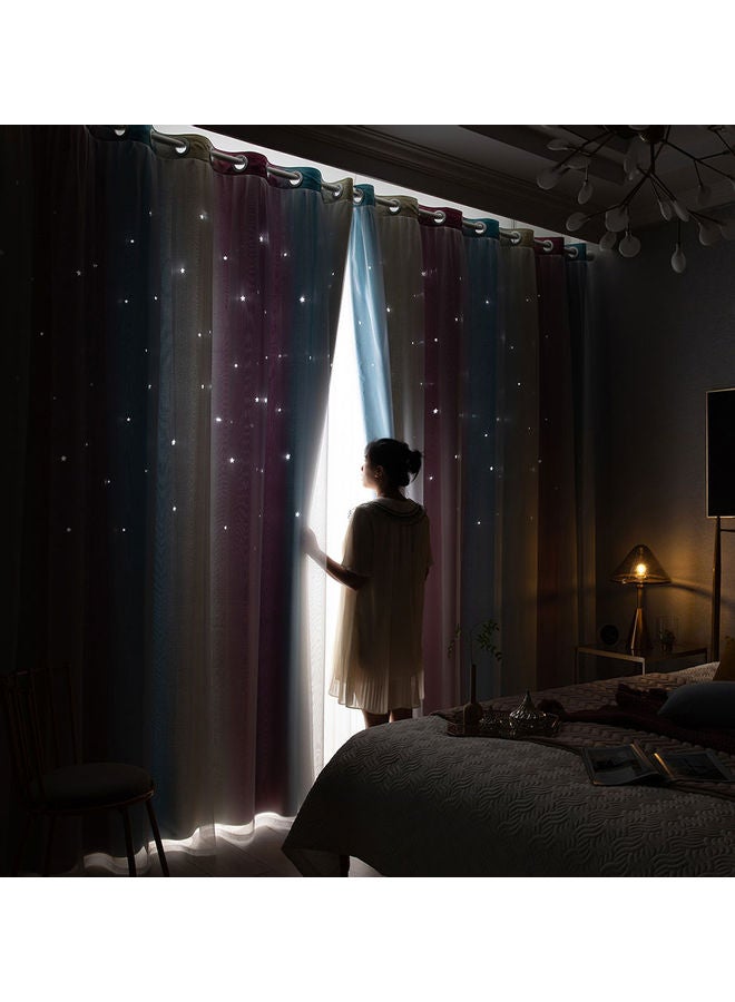 Double Layer Light Heat Insulation Bedroom Curtain Multicolour