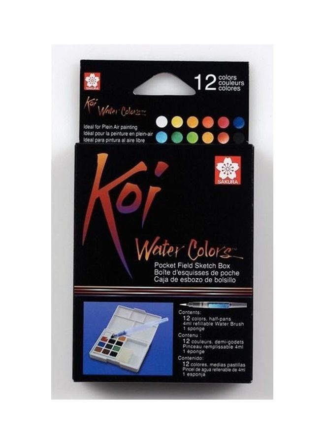 SAKURA Koi 12 Water Colors And Brush Pen Set Multicolour - Image 1
