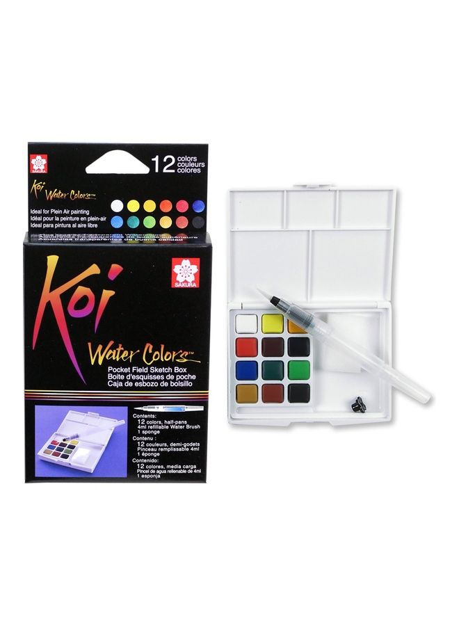 SAKURA Koi 12 Water Colors And Brush Pen Set Multicolour - Image 3