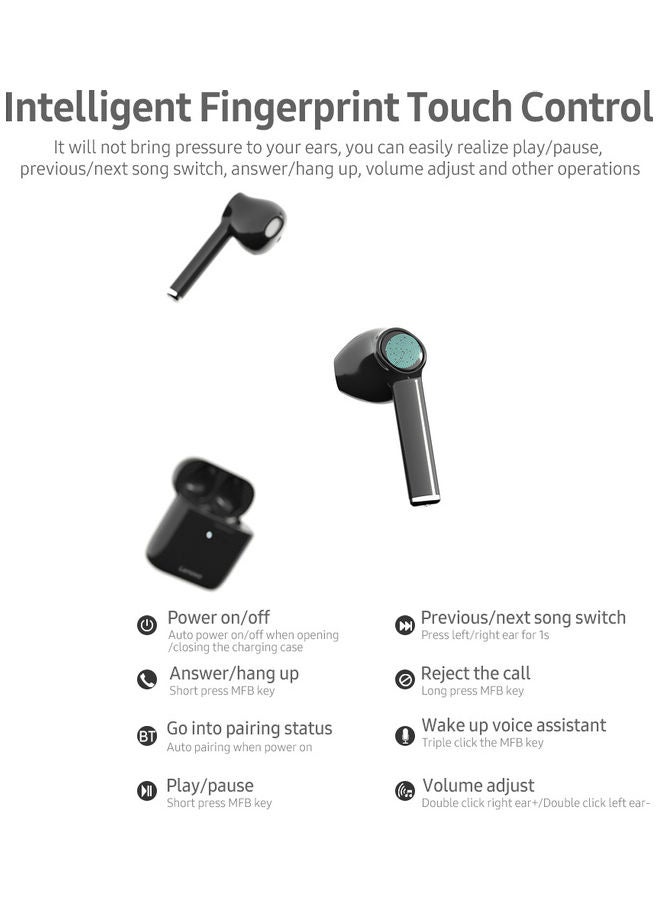 Lenovo TWS Bluetooth In-Ear Earbuds With Charging Case Black - Image 2