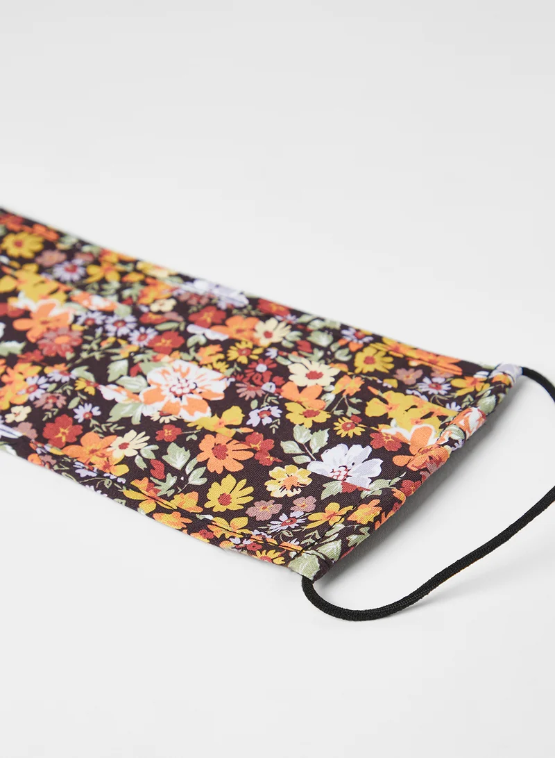 PIECES Floral Print Facemask (Pack of 2) Yellow