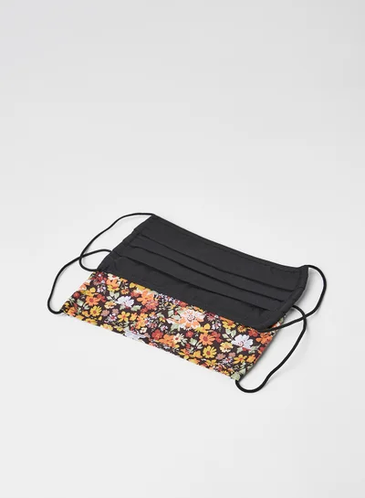 PIECES Floral Print Facemask (Pack of 2) Yellow