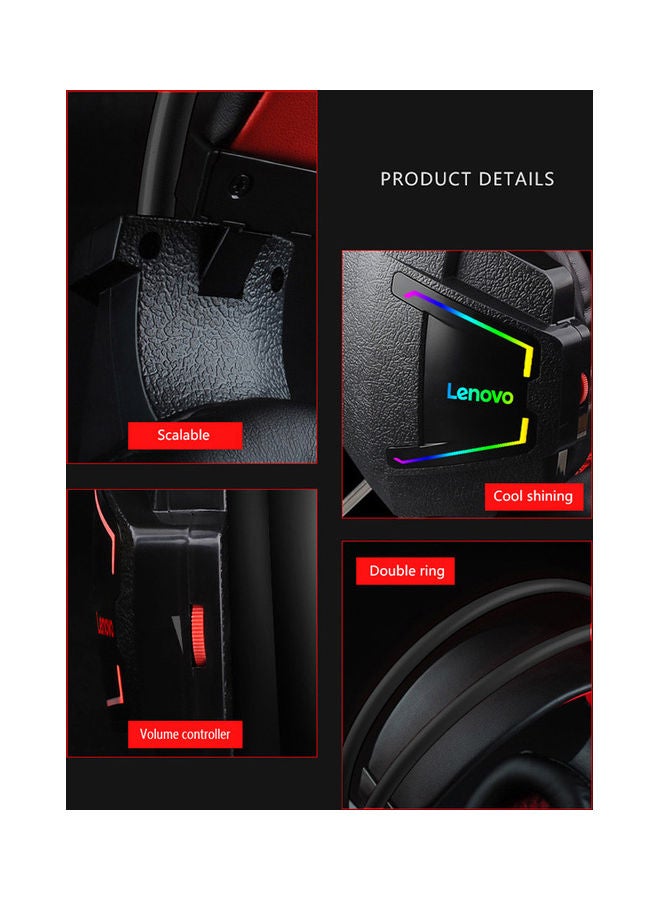 Lenovo Wired Over-Ear Gaming Headphones With Mic Black - Image 4
