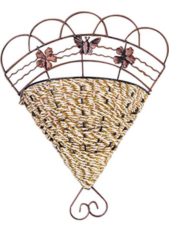 Wall Hanging Wicker Flower Basket Pot Planter Storage Rack Holder Multicolour - Image 1
