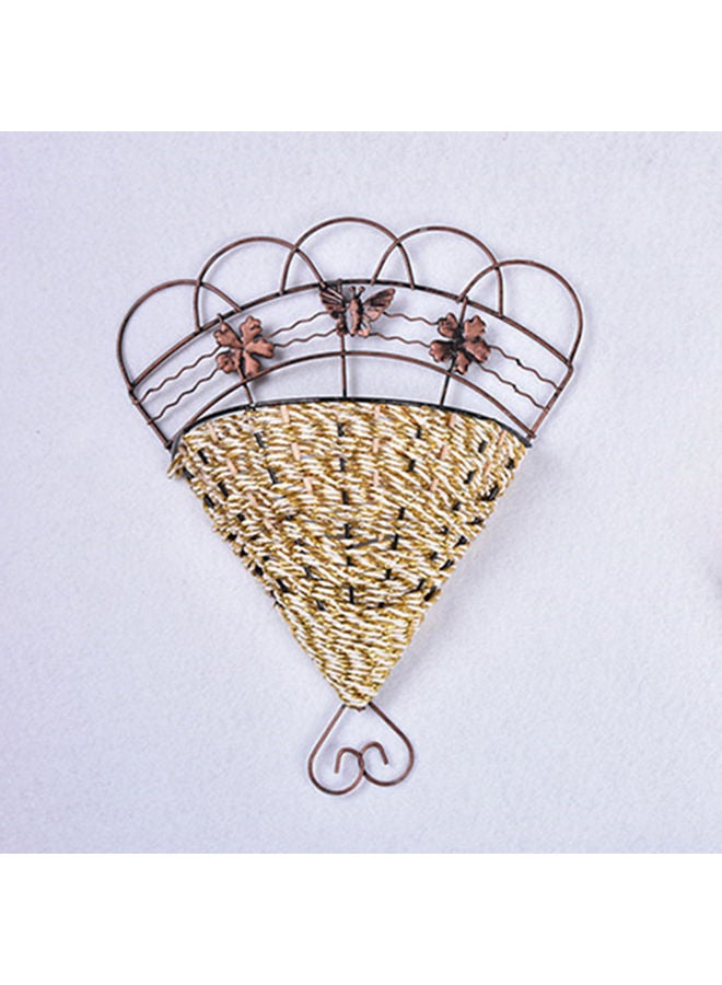 Wall Hanging Wicker Flower Basket Pot Planter Storage Rack Holder Multicolour - Image 2