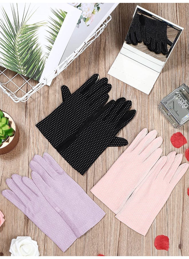 شو وو 3 أزواج قفازات كاجوال مزينة بطبعة وردي/ أسود  - Image 3