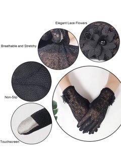 XiuWoo Pair Of Casual Lace Pattern Gloves Black  - Image 4