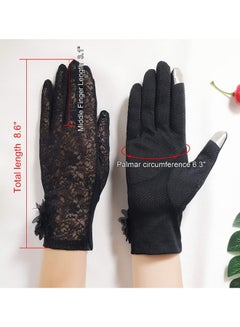 XiuWoo Pair Of Casual Lace Pattern Gloves Black  - Image 5