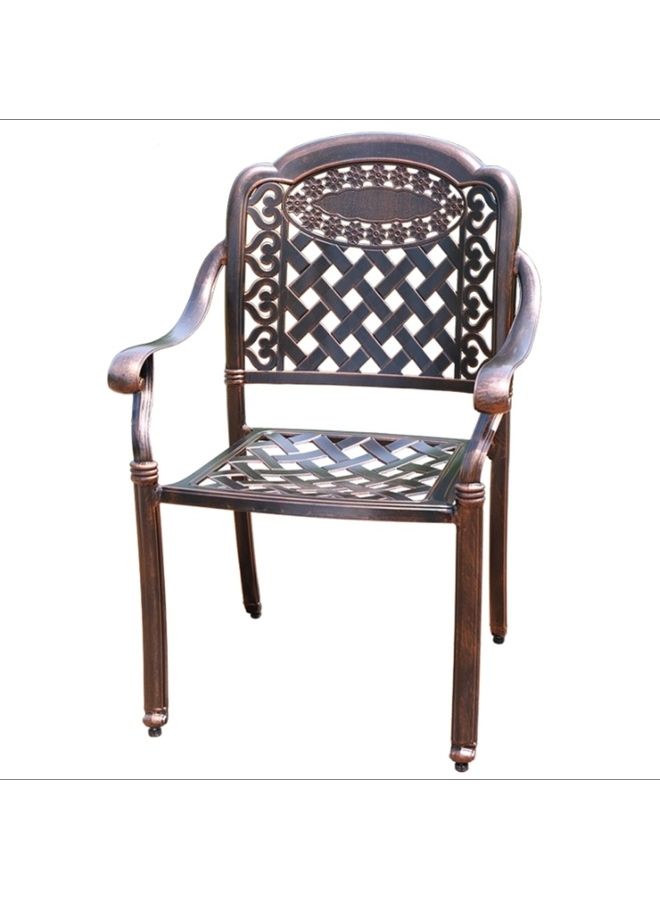 يولان Outdoor Cast Aluminum BBQ Dining Set Brown/Pink  - Image 2