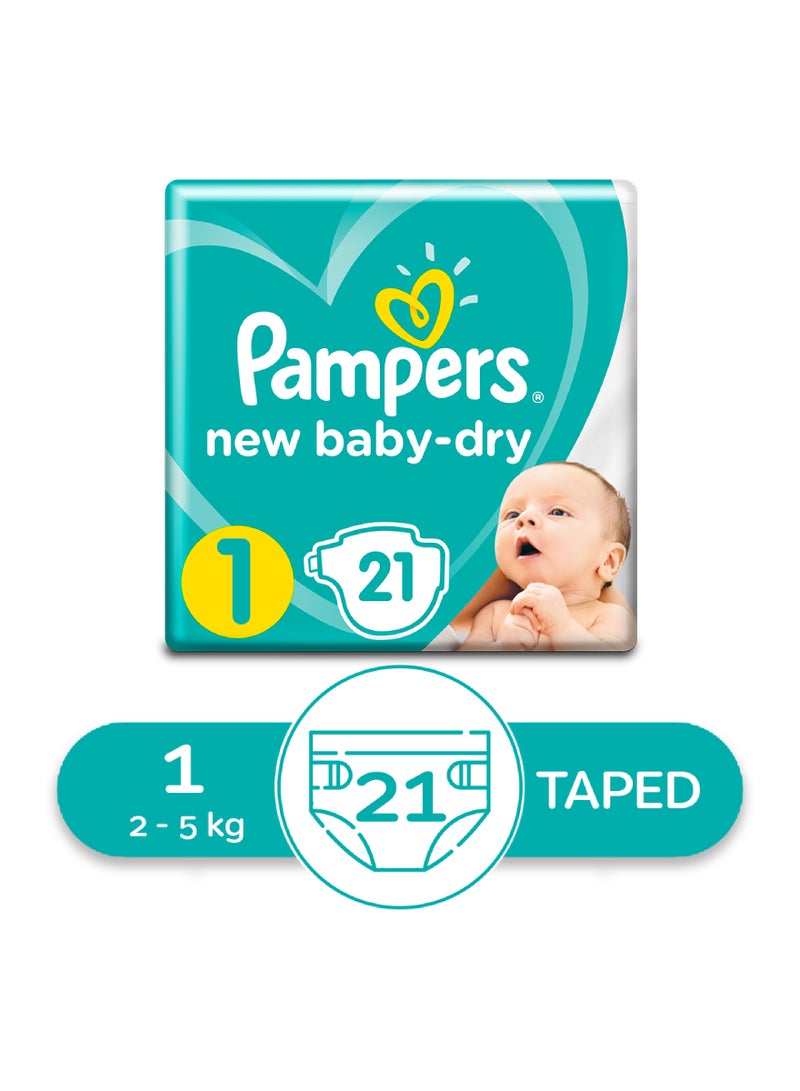 Pampers Baby Dry Diapers Size 1, New Born, 2-5 Kg (21 diapers)  - Image 1
