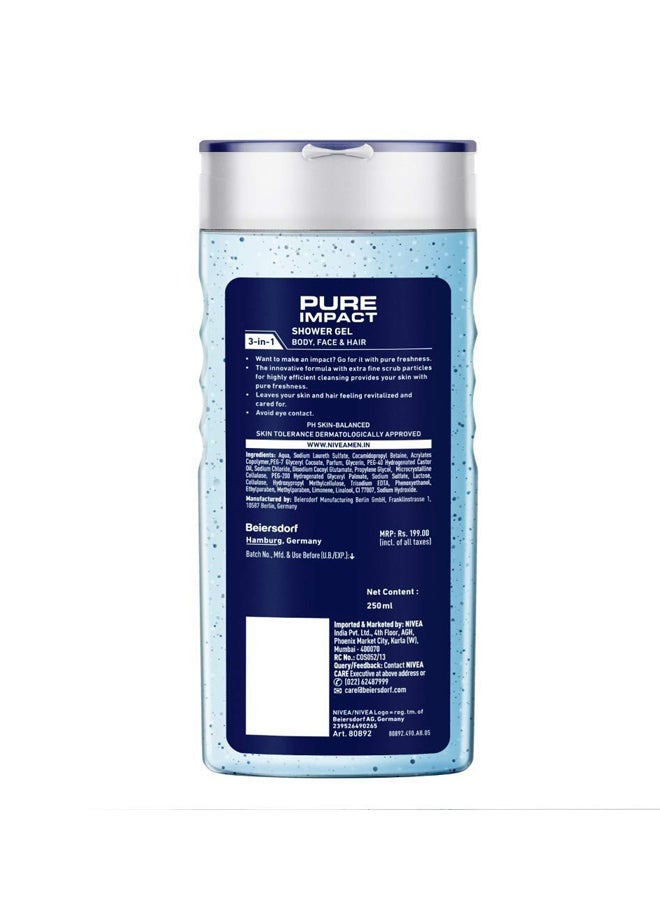 Nivea Pure Impact Shower Gel Blue/Clear 250ml - Image 3