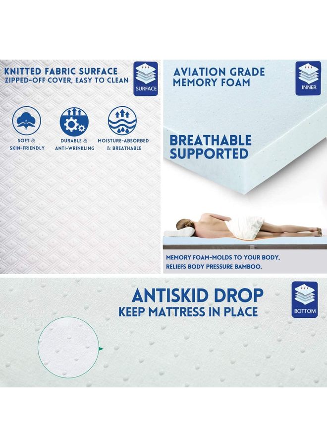 DEEP SLEEP Every Night - Visco Mattress Topper With Removable Knitted Cover Memory Foam White 180x200cm - Image 1