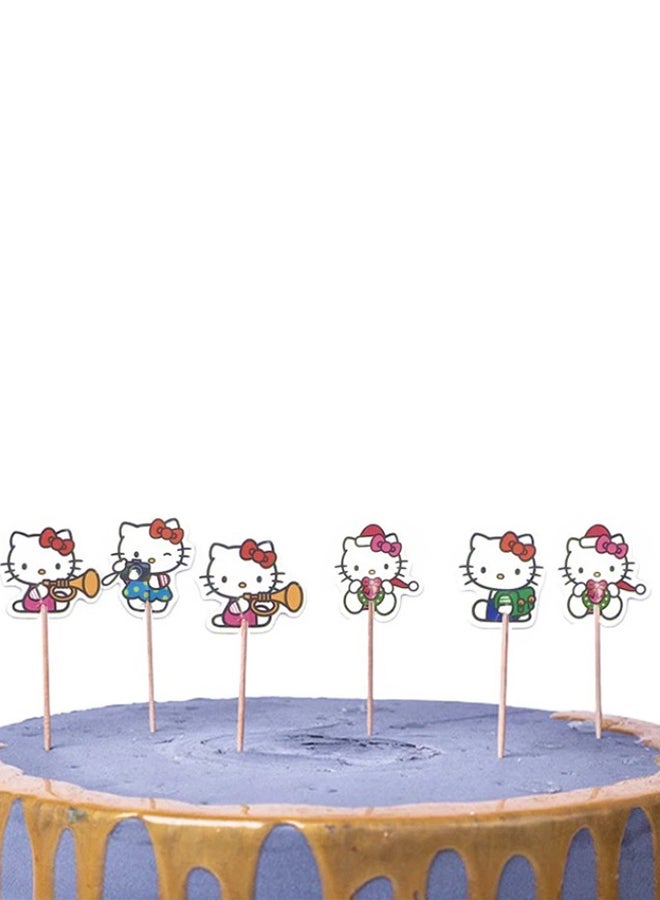 طقم من 24  قطعة لتزيين الكيك بتصميم هالو كيتي . - Image 2