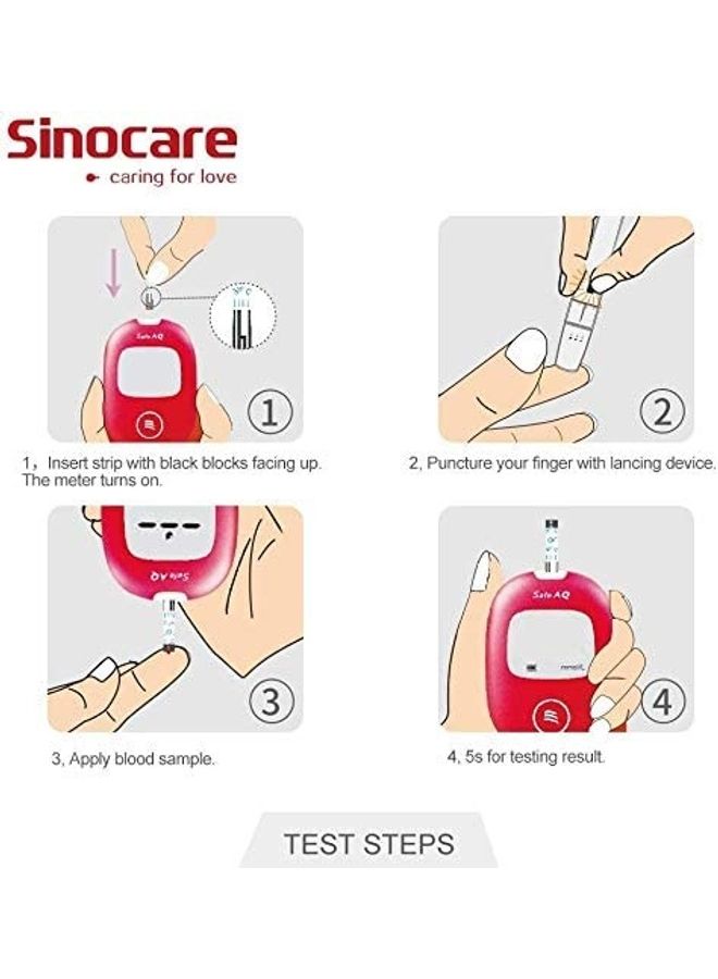 SINOCARE Safe AQ Voice Blood Glucose Meter With 50 Test Strips And Lancets  - Image 4