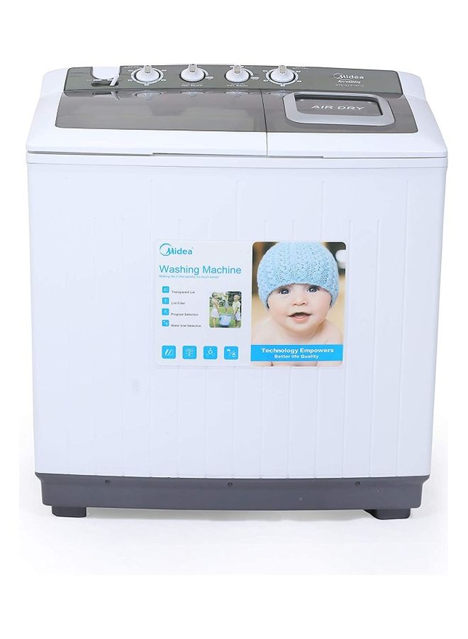 مديا غسالة التحميل العلوي النصف أوتوماتيكي بالحوض المزدوج بسعة 12KG كجم MTE120P1201Q أبيض/ رمادي - Image 1