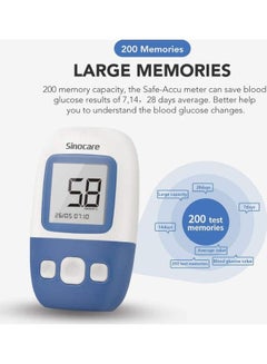 SINOCARE Safe AQ Angle Blood Glucose Monitoring System With 50 Test Strips And Lancets  - Image 2