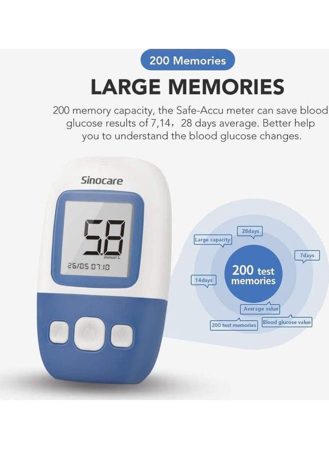 SINOCARE - Safe AQ Angle Blood Glucose Monitoring System With 50 Test Strips And Lancets - Image 1