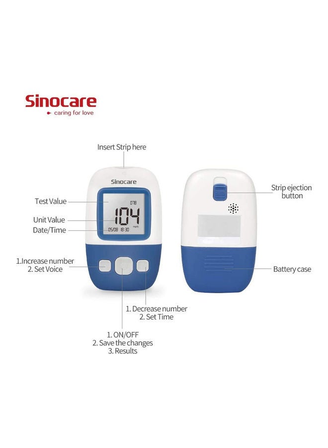 SINOCARE - Safe AQ Angle Blood Glucose Monitoring System With 50 Test Strips And Lancets - Image 1