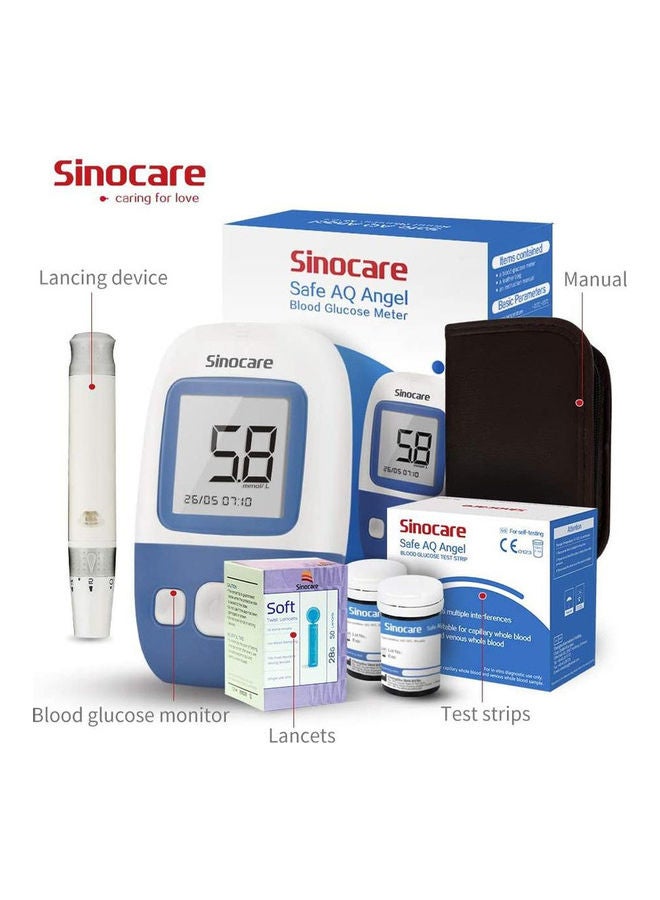 SINOCARE - Safe AQ Angle Blood Glucose Monitoring System With 50 Test Strips And Lancets - Image 1