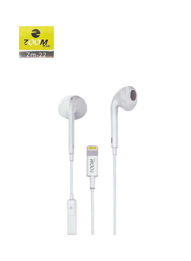Zoom Plus Earphones with Lightning Connector for Apple iPhone 11/X/XR/XS/8/7 White  - Image 1